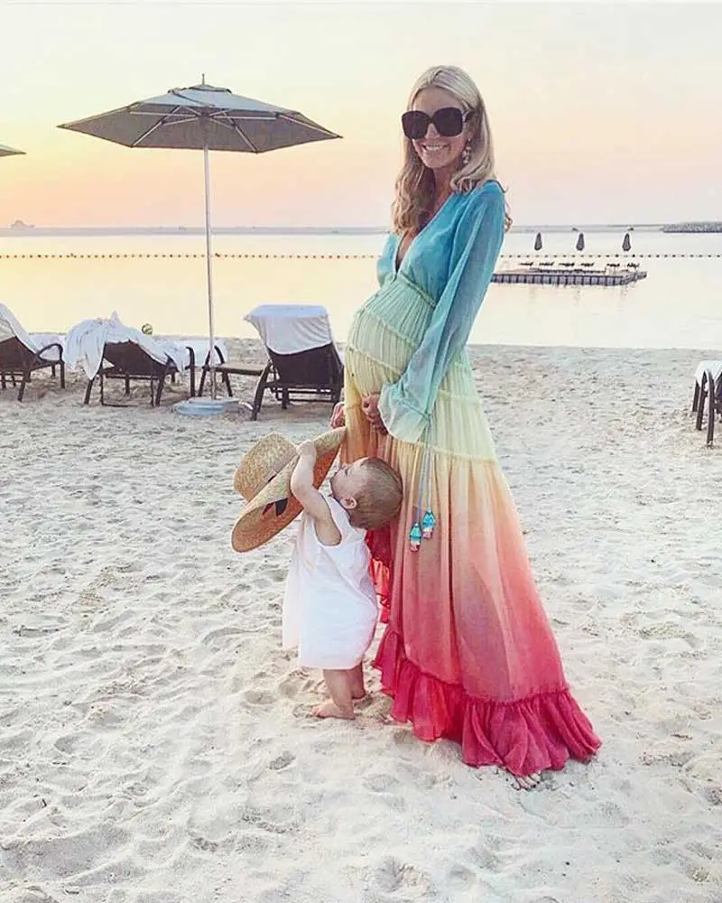 Summer Rainbow High Low Maxi Dress