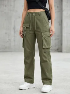 Core Embroidered Detail Multi Pocket Collection Women's Multi Pocket Cargo Pants