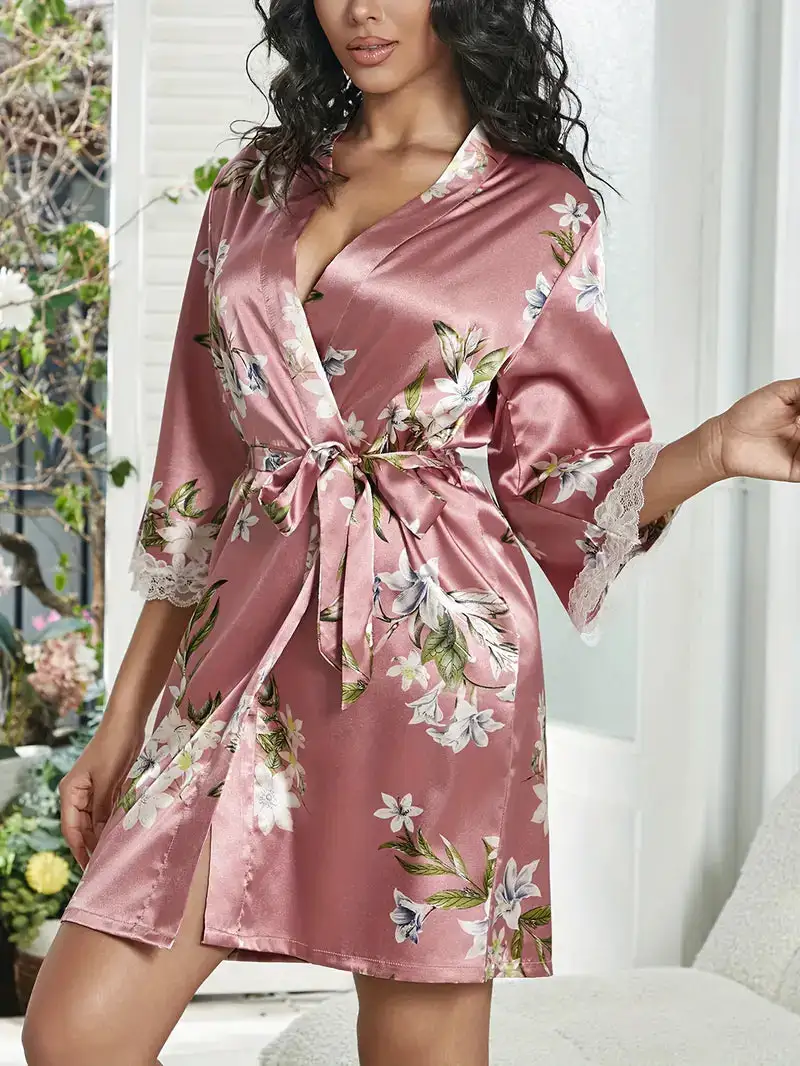 Floral Kimono Wrap Robe