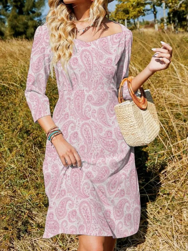 Pink Boho Print Dress