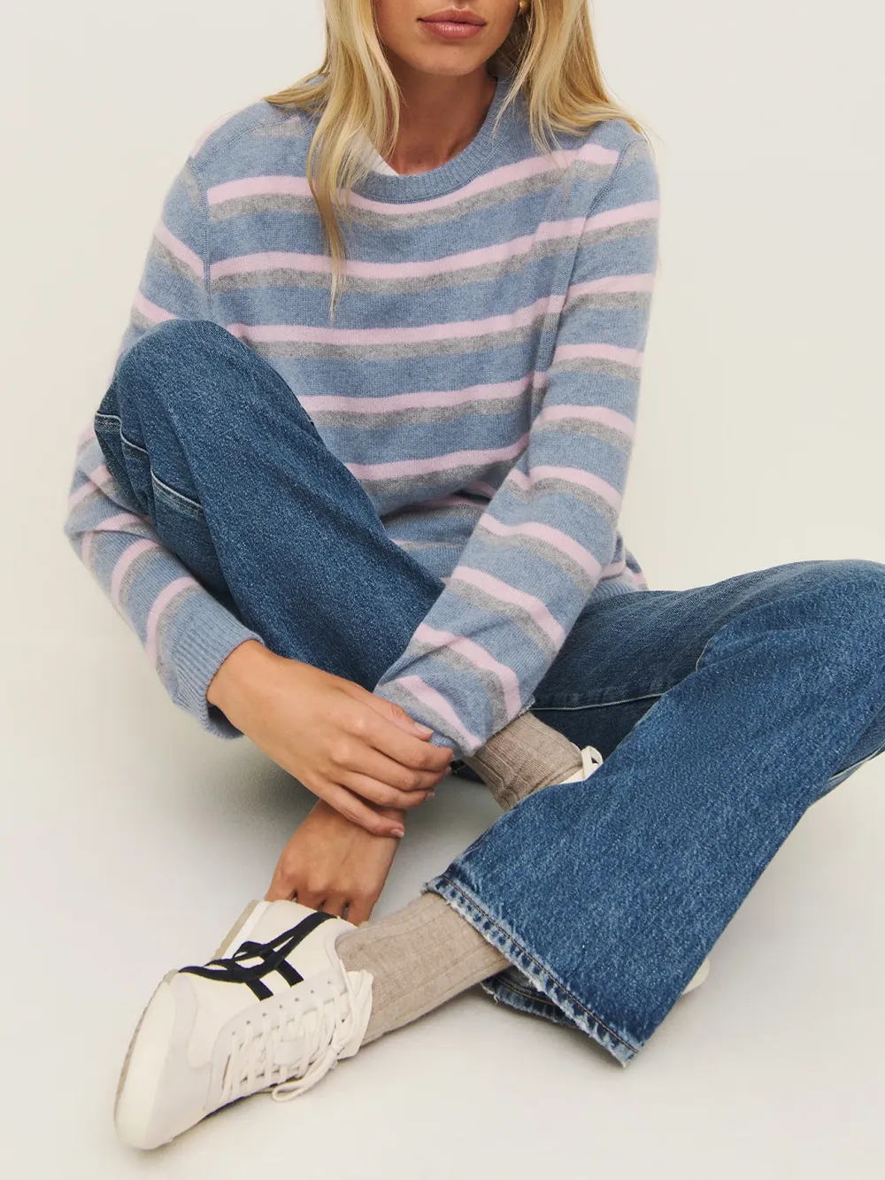 Pastel Striped Crew Neck Sweater