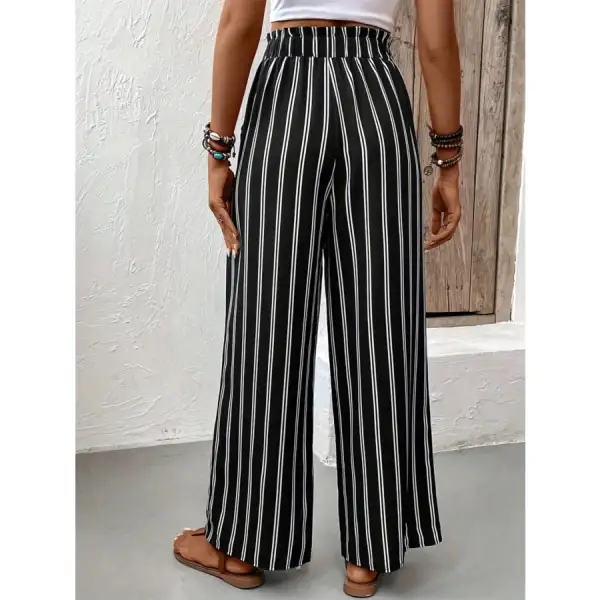 Striped High Waist Wide Leg Pants