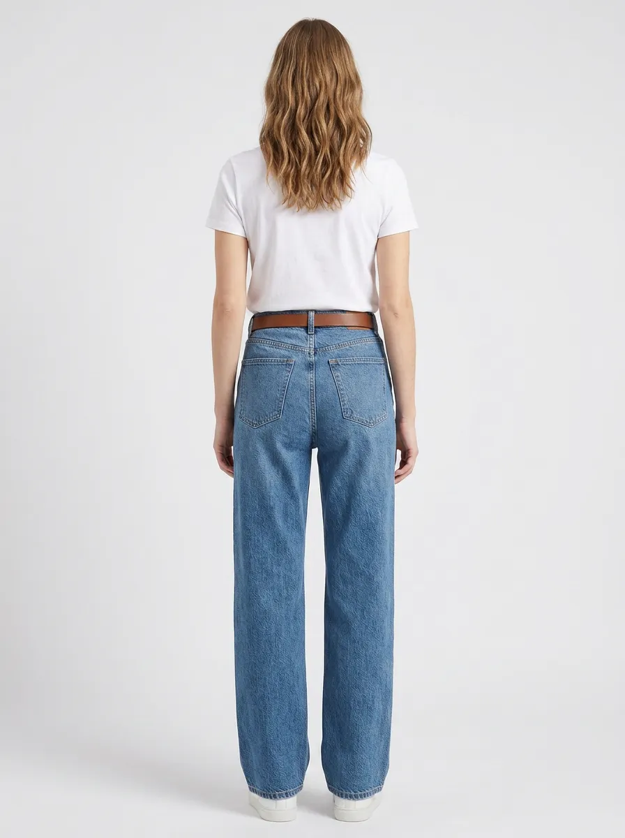 Contemporary High-Rise Wide-Leg Denim Jeans