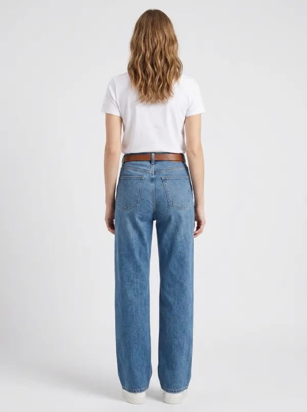 Contemporary High-Rise Wide-Leg Denim Jeans