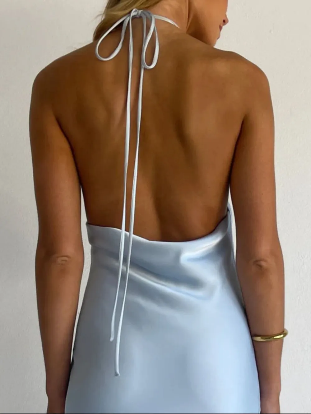 Relaxed Halter Neck Satin Maxi Dress