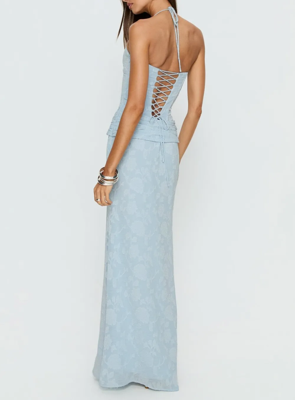 Wide Strap Halter Maxi Dress