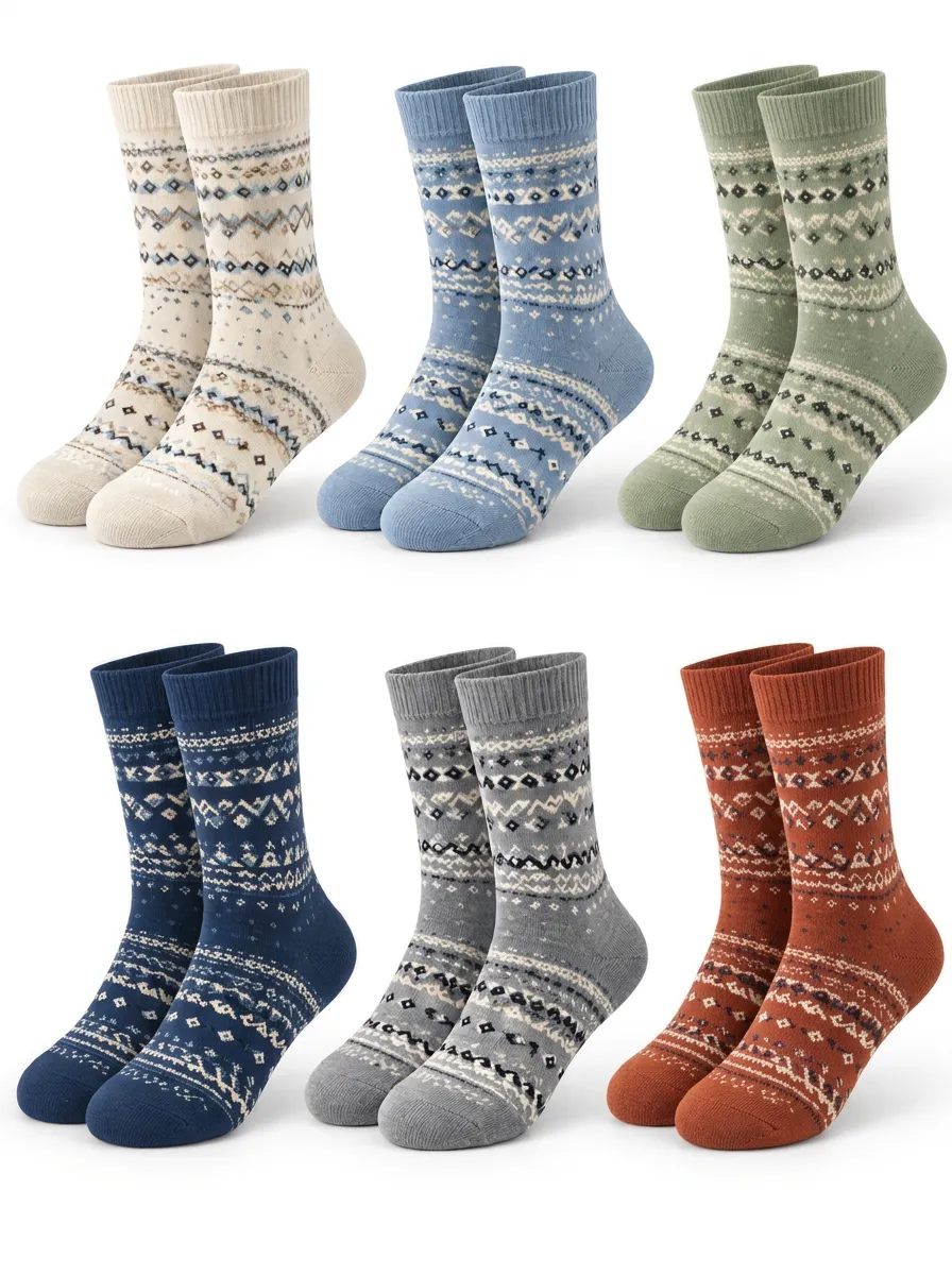 Unisex Retro Nordic Inspired Sock Variety Pack