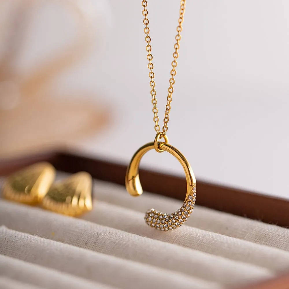 Pendant Zirconia Open-Hoop Chain Necklace