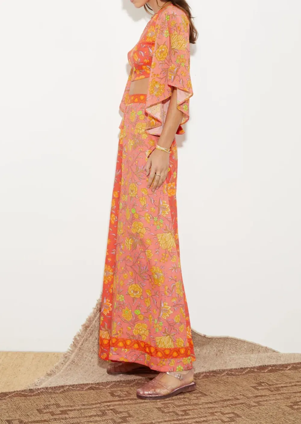 FLORAL WIDE LEG PANTS
