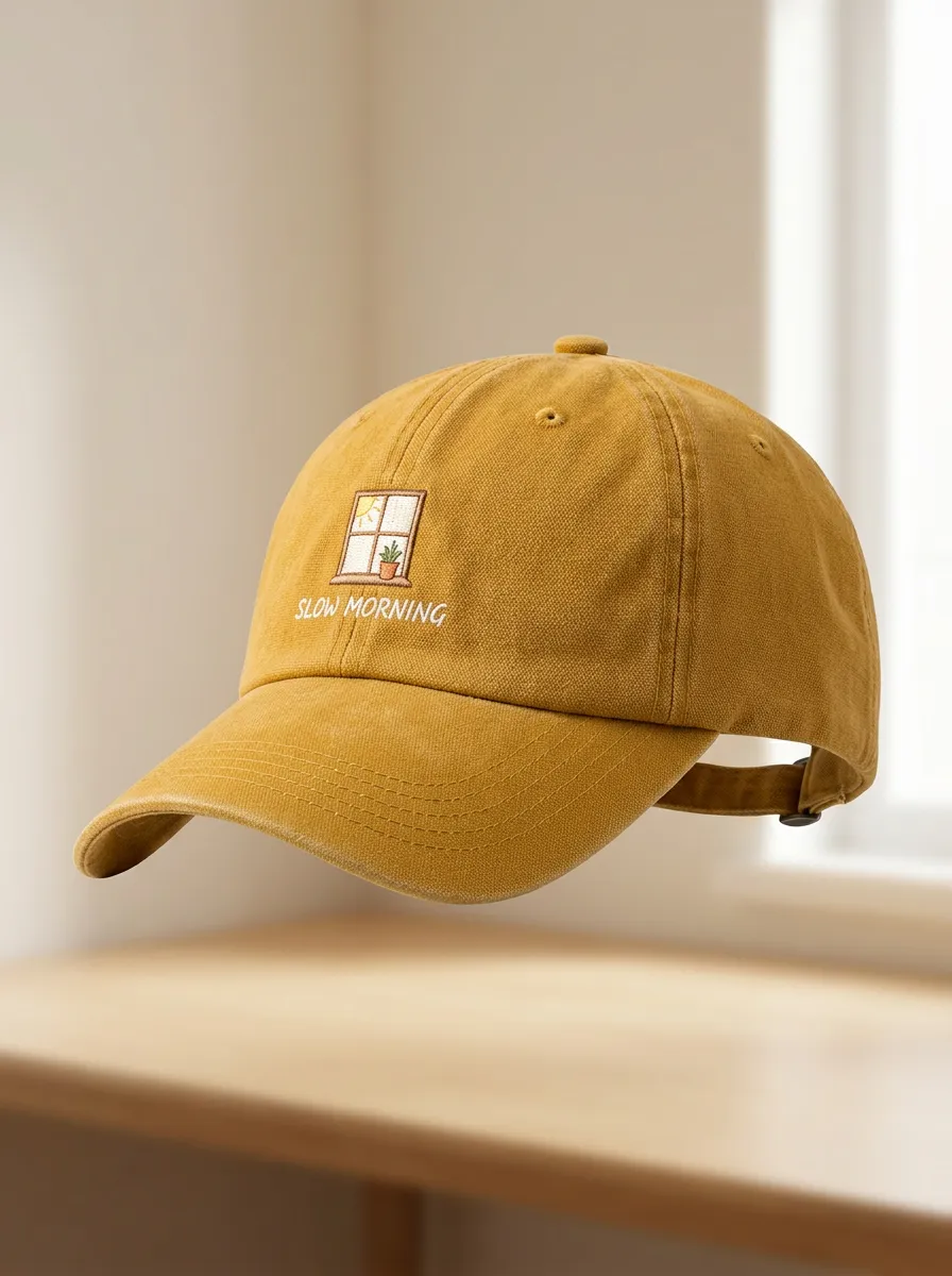 Modern Slow-Morning Window-Motif Embroidered Unisex Baseball Cap