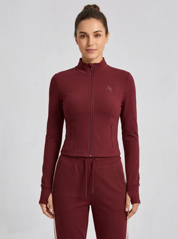 Women's Sage Green Side-Stripe Zip-Up Jacket & Jogger Set