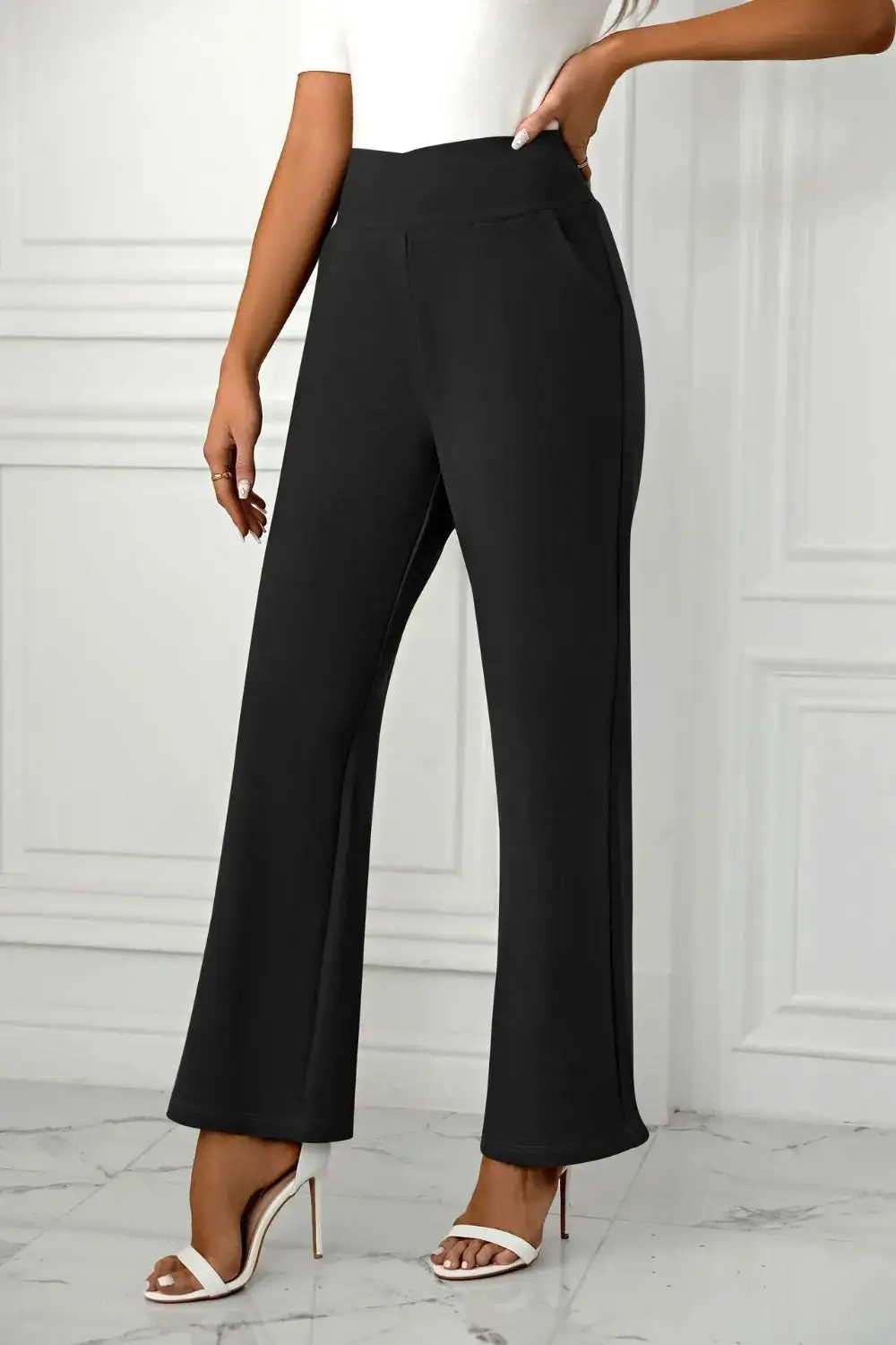 Flowy High Waist Straight Leg Pants