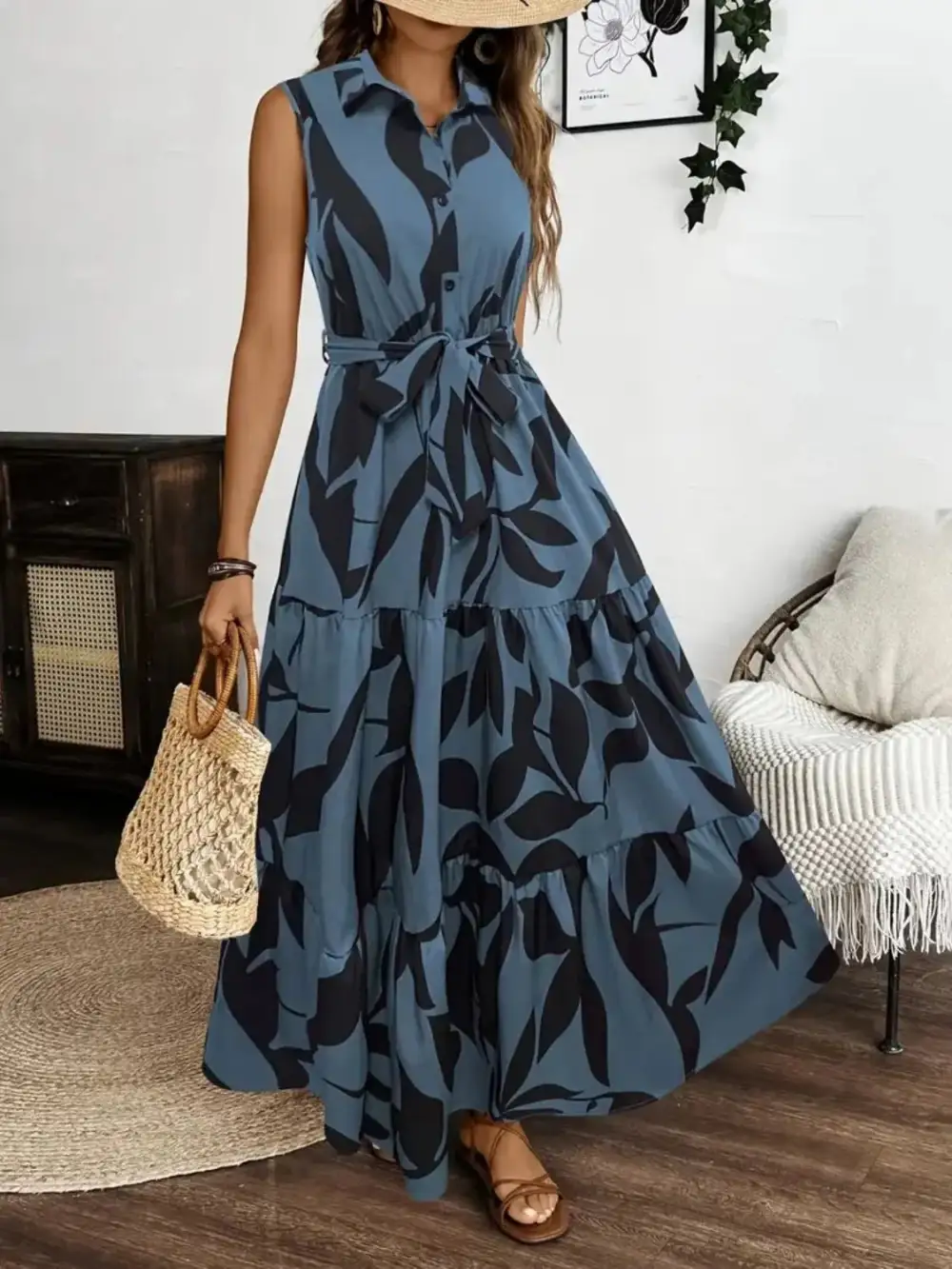Sleeveless Printed Maxi Dress
