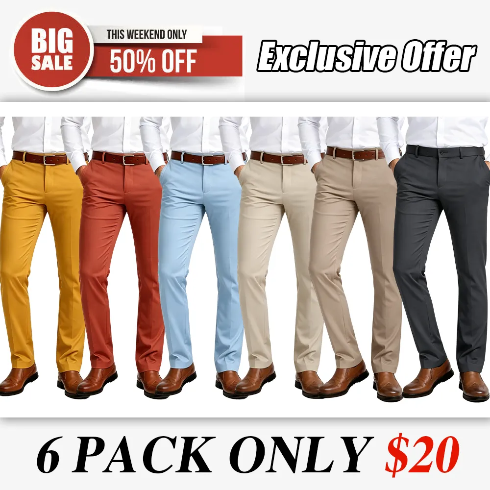 🔥 Men's Flex Stretch Slim Fit Pants | Casual Dress Pants (As low as $1.50 each!)