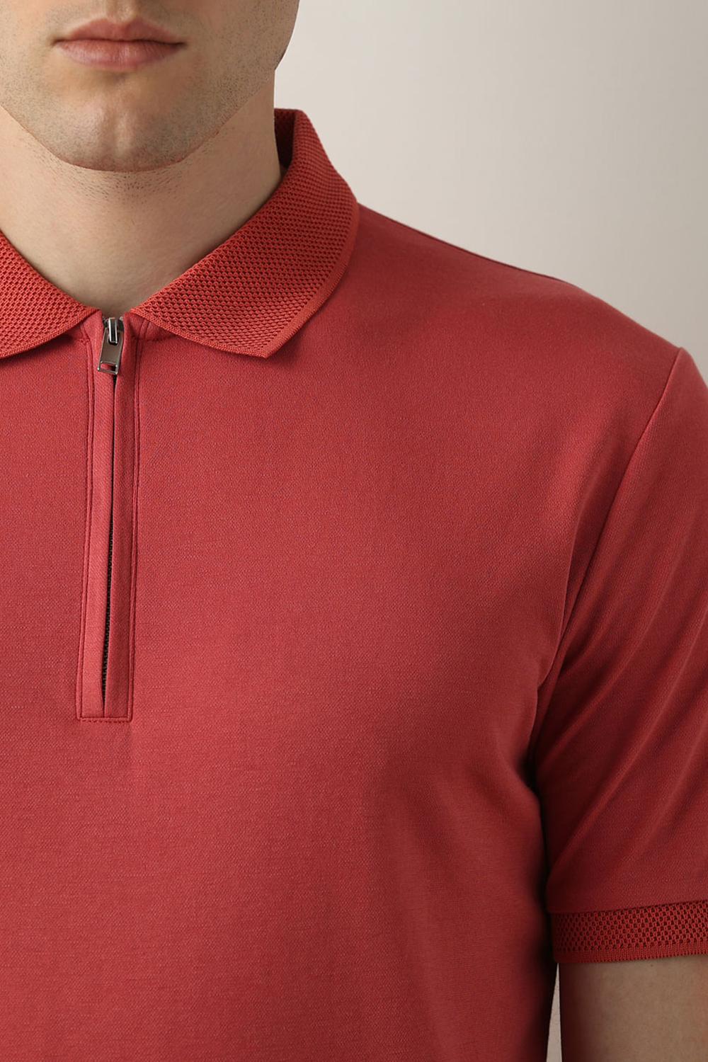 Pink Zip Detail Polo T-shirt