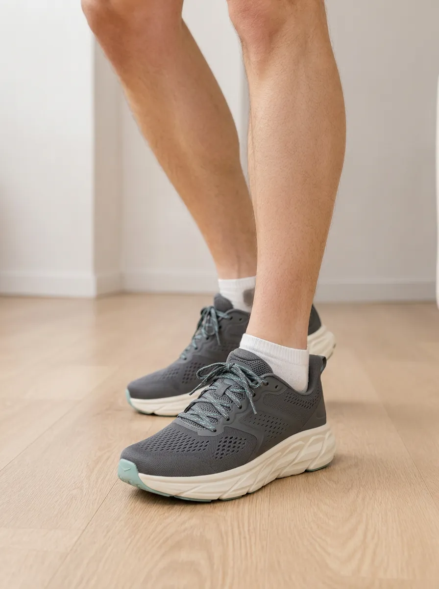 Men's Grey Mesh Breathable Athletic Running Sneakers