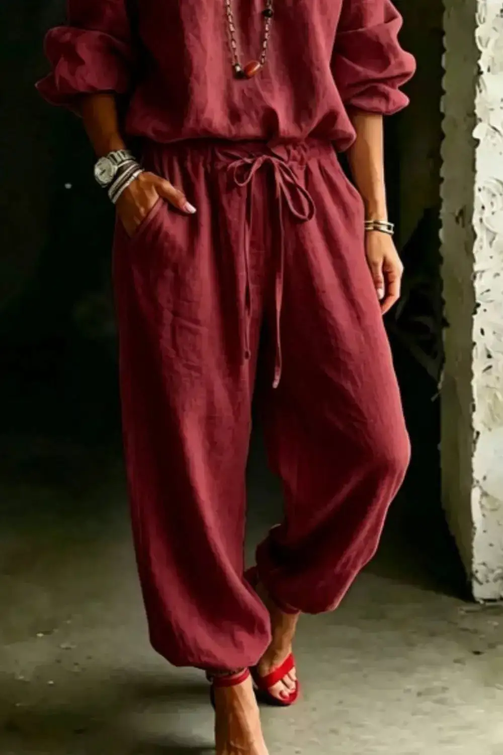 Off-shoulder Top And Pants Set