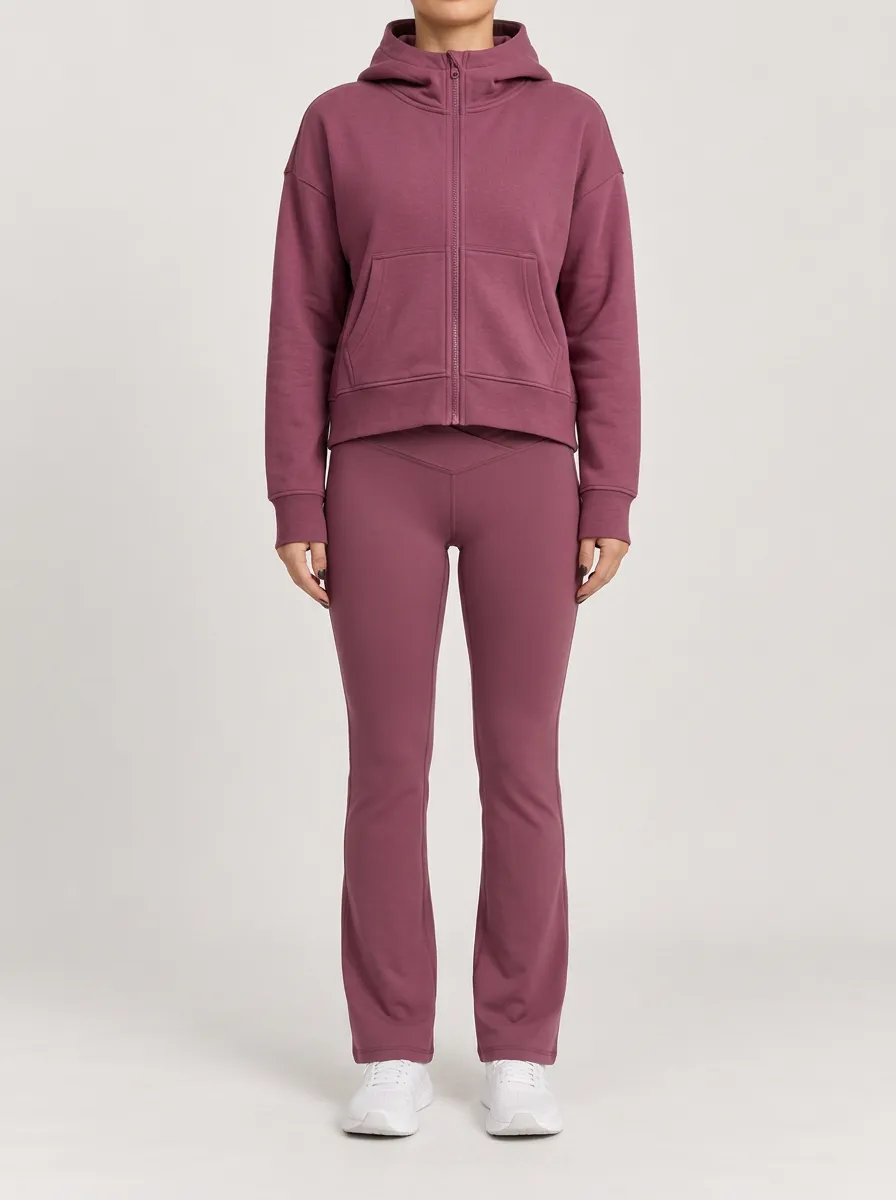 Women's Matching Everyday Zip-Up Hoodie and Flared Yoga Pants Set