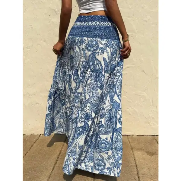 Printed High Waist Maxi Skirt