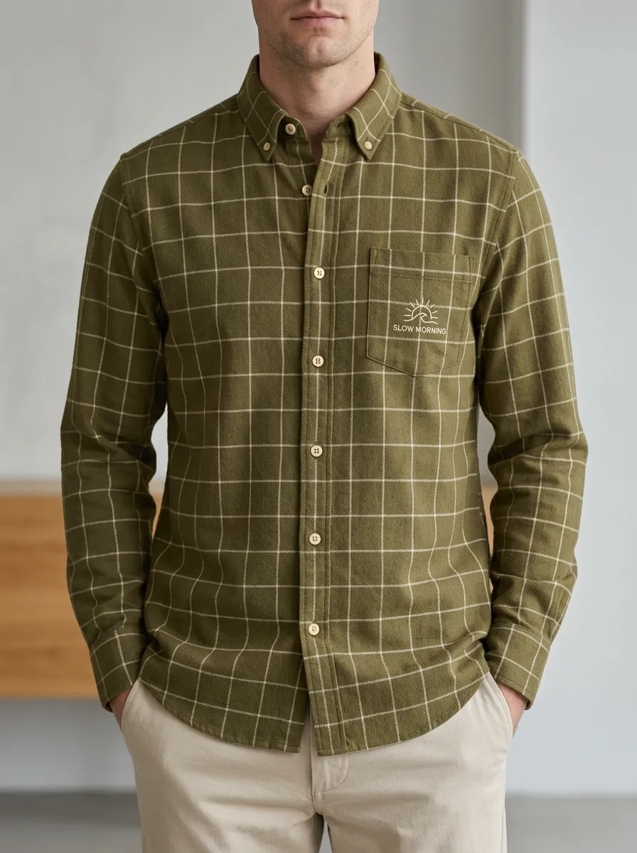 Modern Look Plaid Long-Sleeve Men's Long-Sleeve Shirt