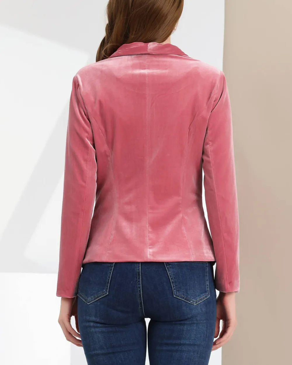 Casual Shawl Collar One Button Velvet Blazer