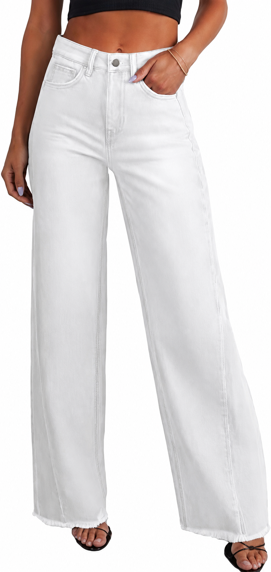 Women’s Wide Leg Jeans High Waisted Stretchy Denim Pants