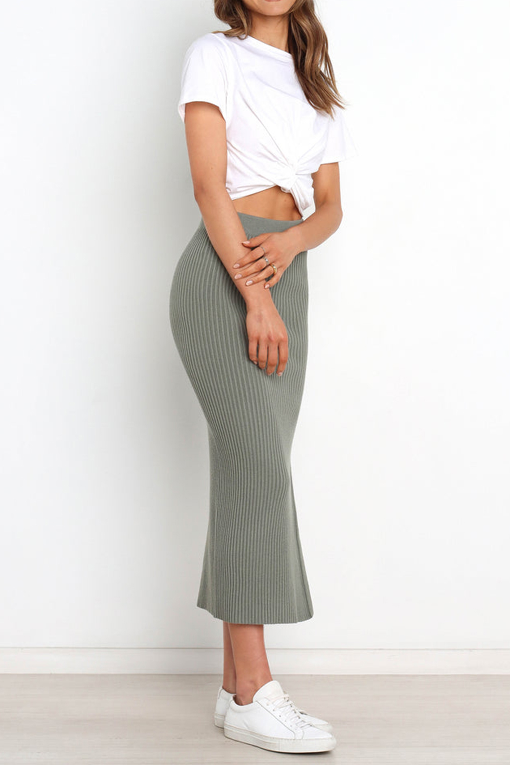 EASYGOING MIDI PLEATED LINEN SKIRT