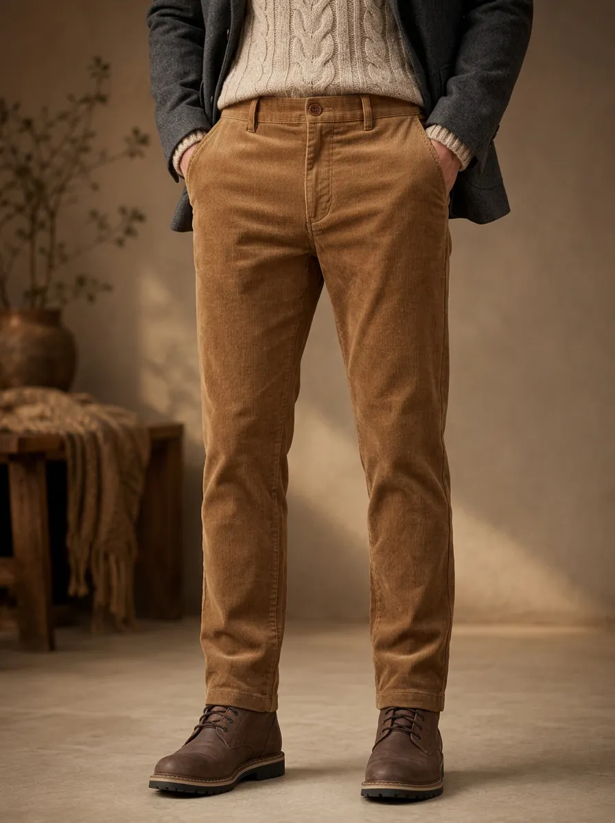Men's Corduroy Comfort-Fit Winter Button Trousers