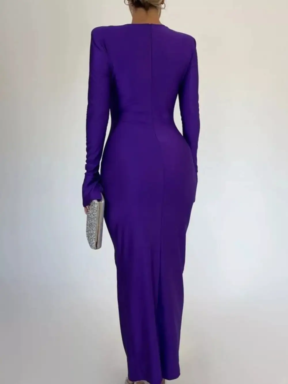 Lightweight Feel Ruched Long Sleeve Maxi Dress