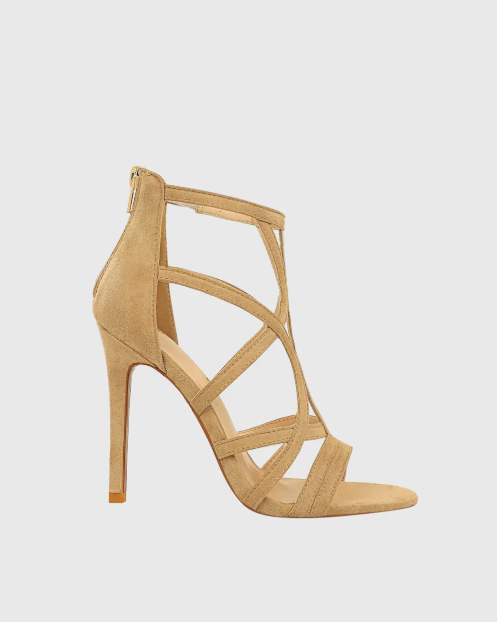 Strap Gladiator Suede Sandals in Beige