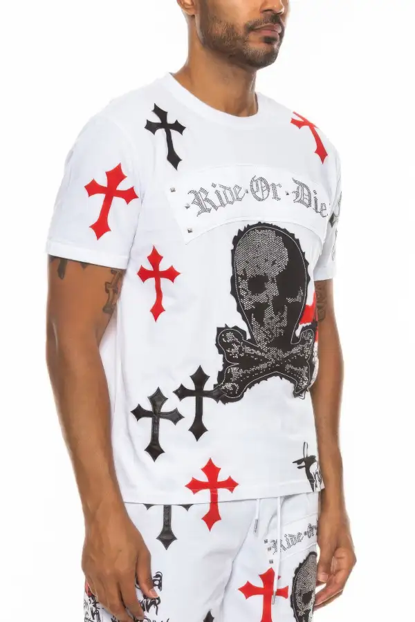 Cotton Print Cross T-Shirt