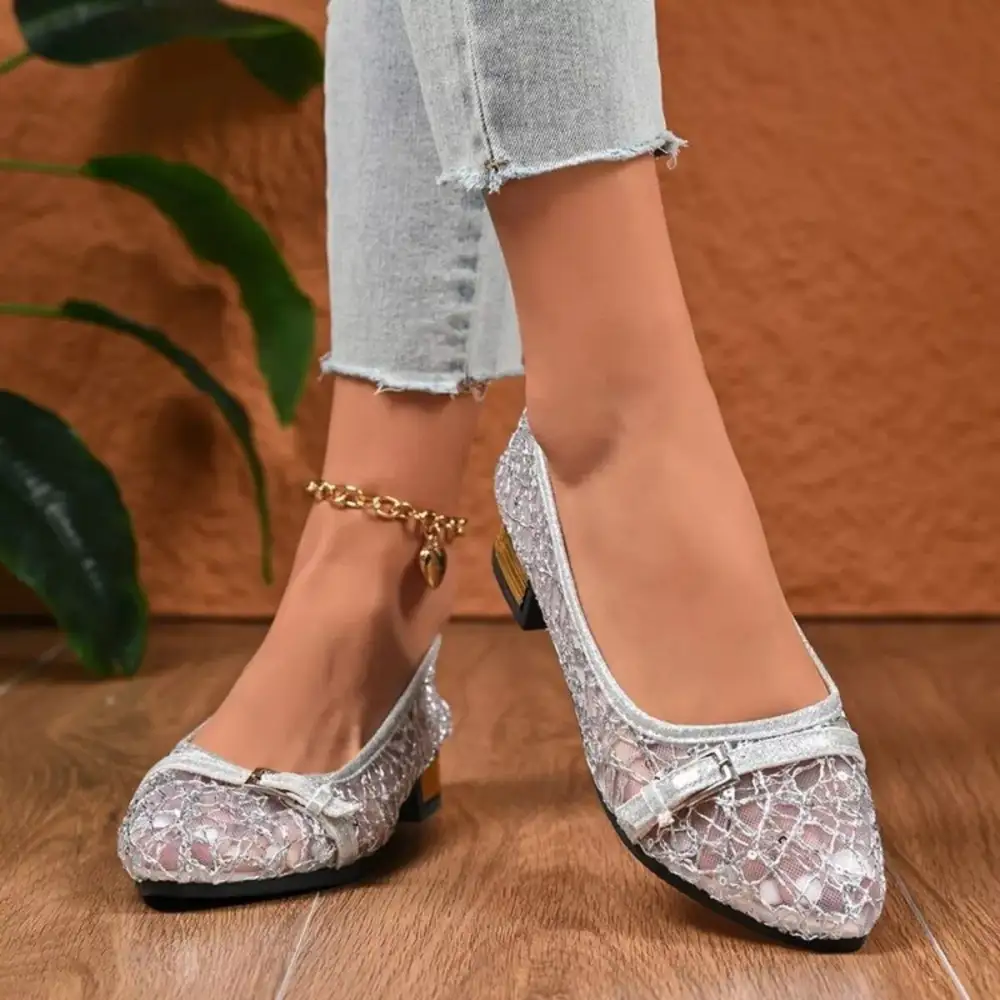 Pointed Toe Block Heel Loafers