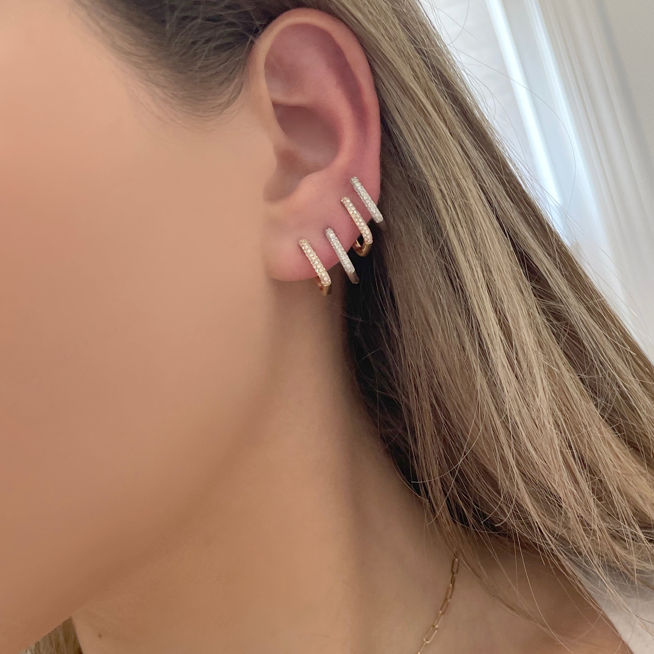 Refined Polished Gem Detail Huggie Earrings
