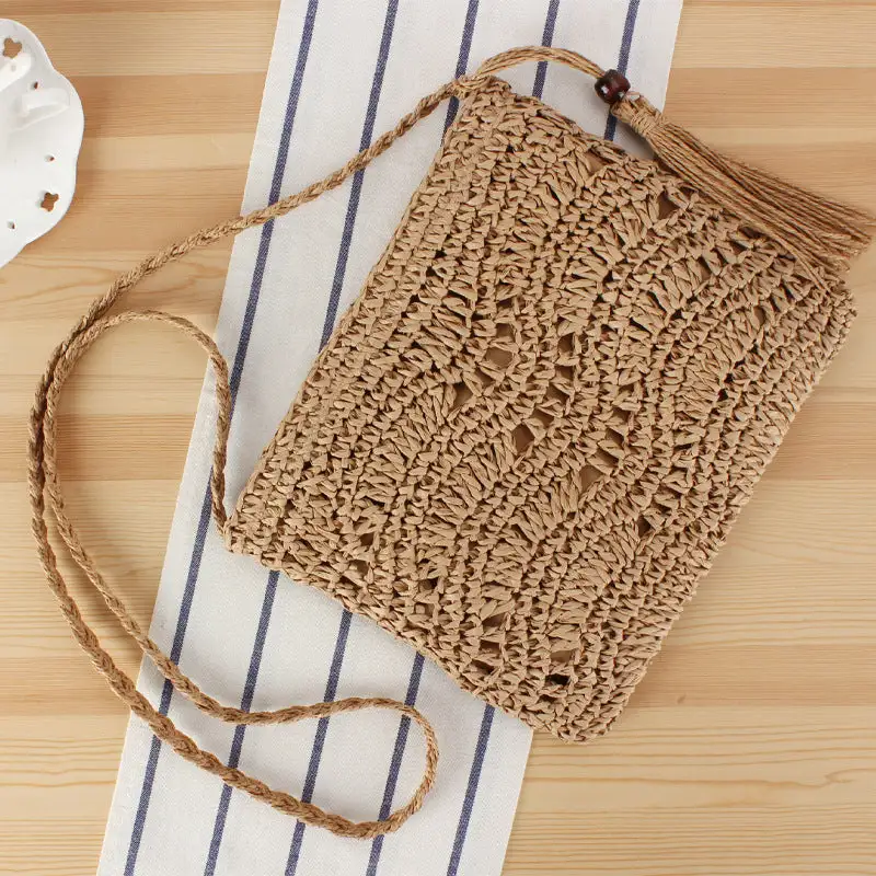 Casual Crochet Market Bag Fringe Crossbody Bag