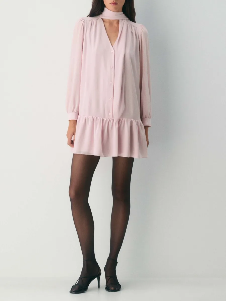 Ruffled Tied Neck Dress
