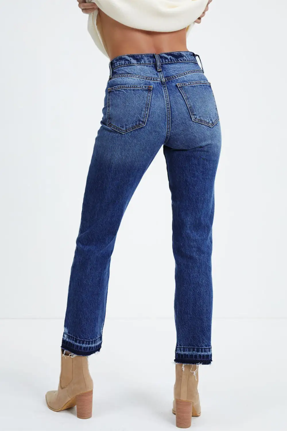 Balanced Fit Draped Denim Jeans