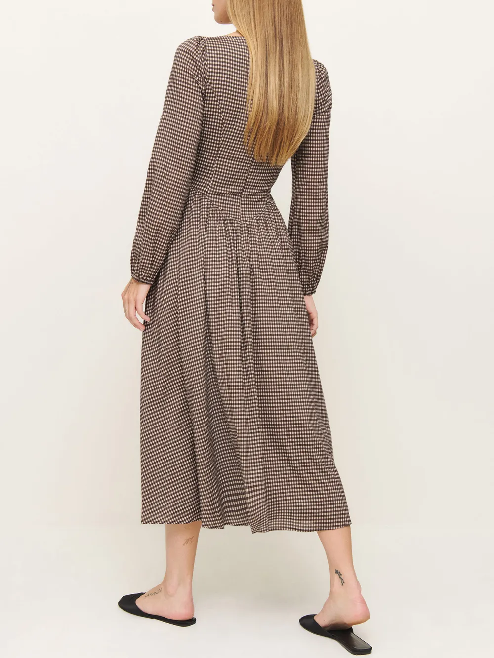 Long Sleeve Square Neck A Line Maxi Dress