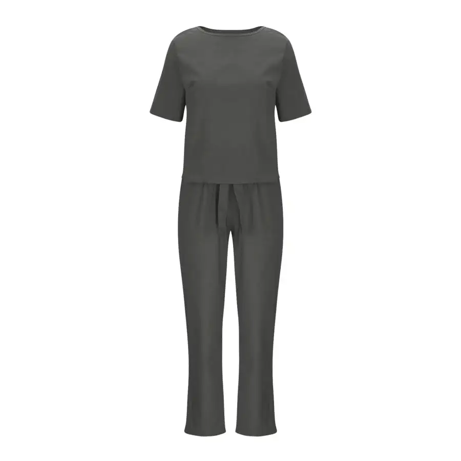 Relaxed Round Neck Short Sleeve Top and Pants Set