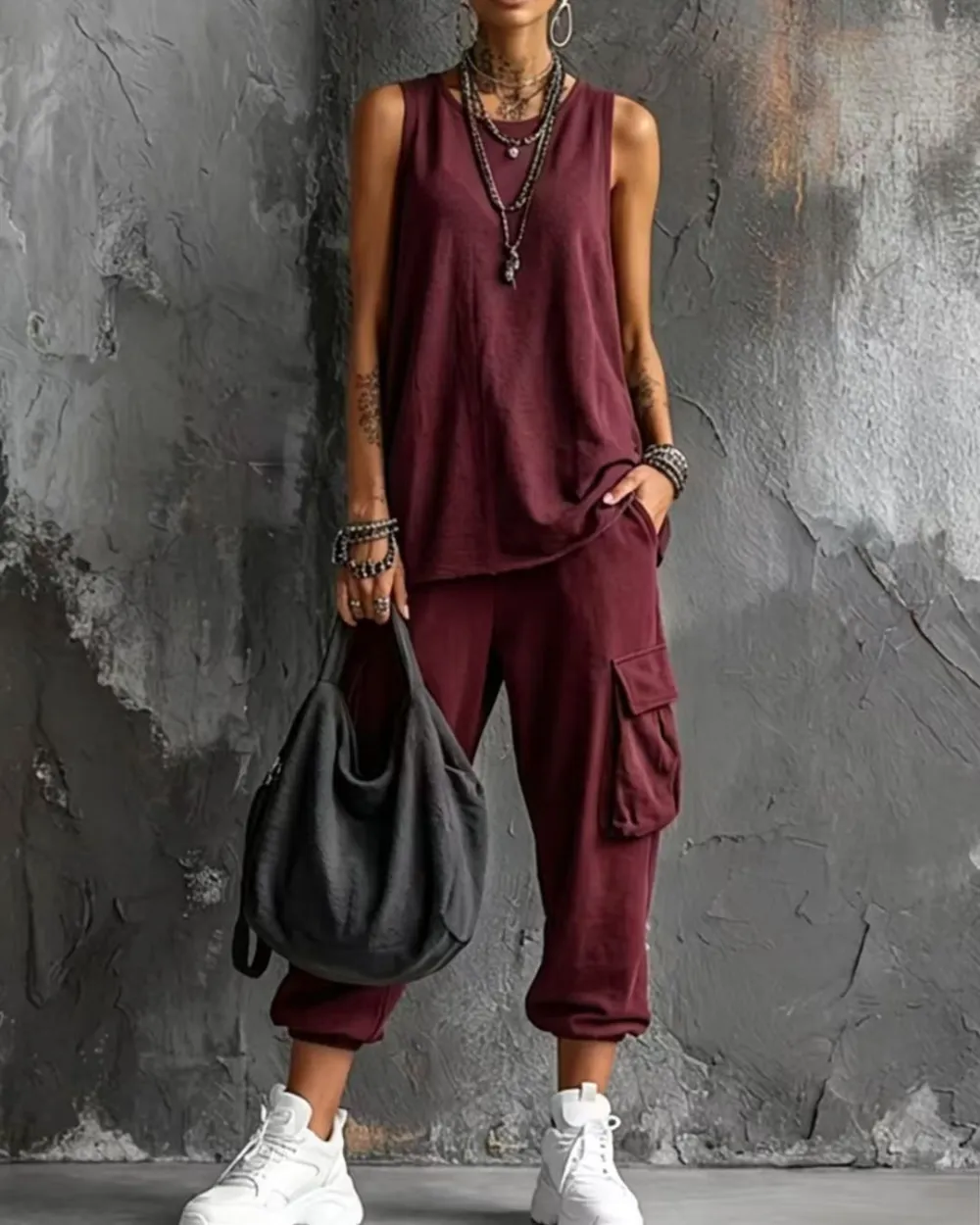 Sleeveless Tank and Cropped Ankle Pants Set