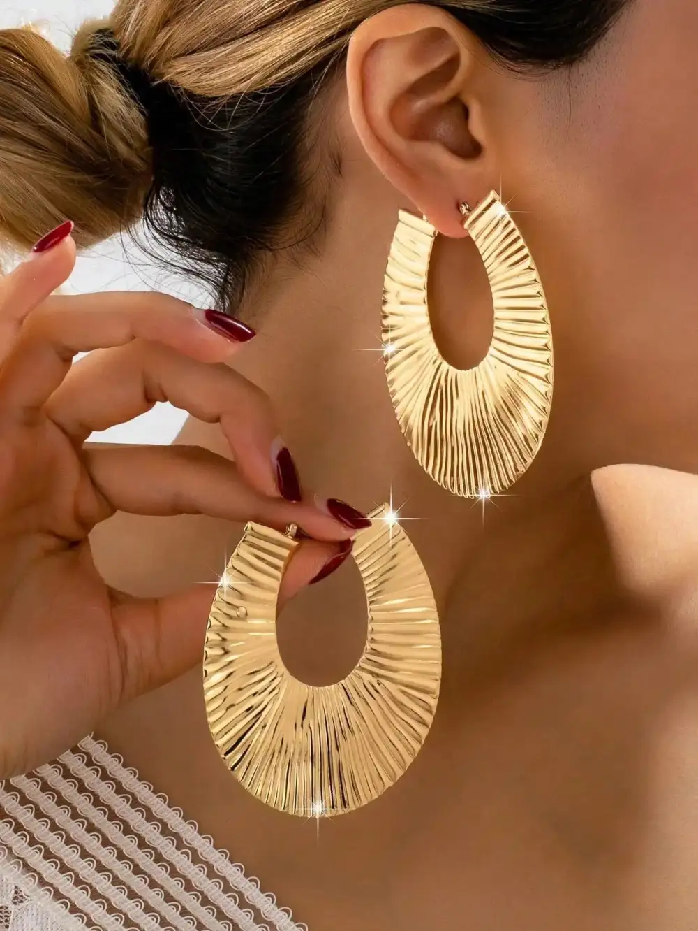 Gold Plated Statement Drop Drop Earrings