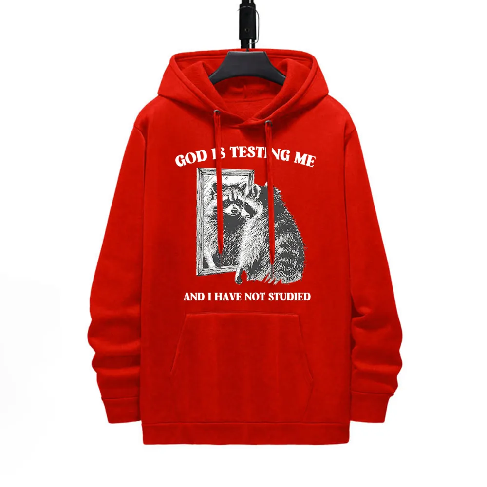 God Is Testing Me Pattern Printed Hoodie