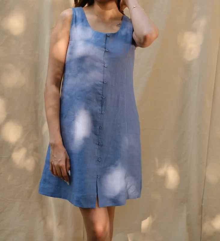 Wildflower Blue Linen Mini Dress