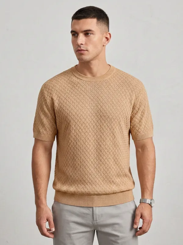 Men's Diamond-Texture Textured Knit T-Shirt