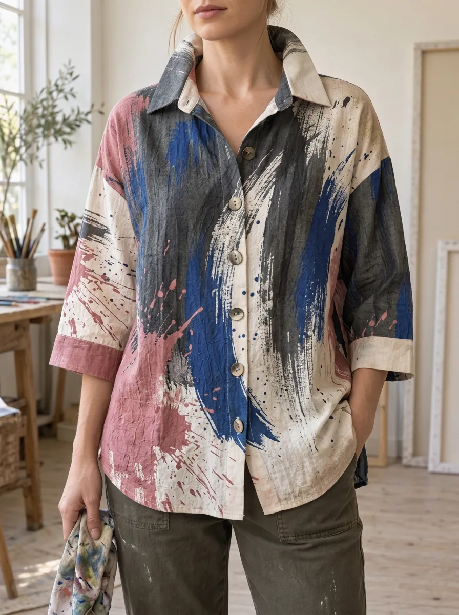 Women's Dynamic Abstract Art Lover Paint Splatter Shirt