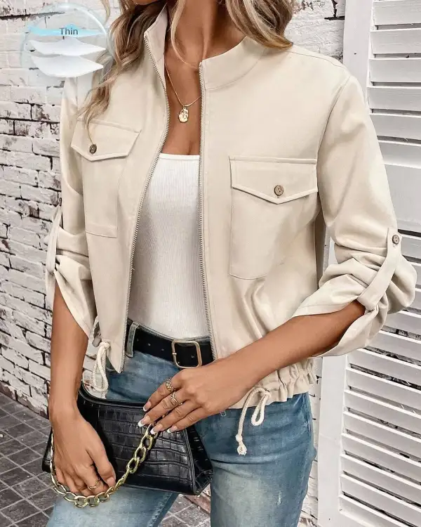 9PACK-Women'S Fashion Pocket Casual Jacket
