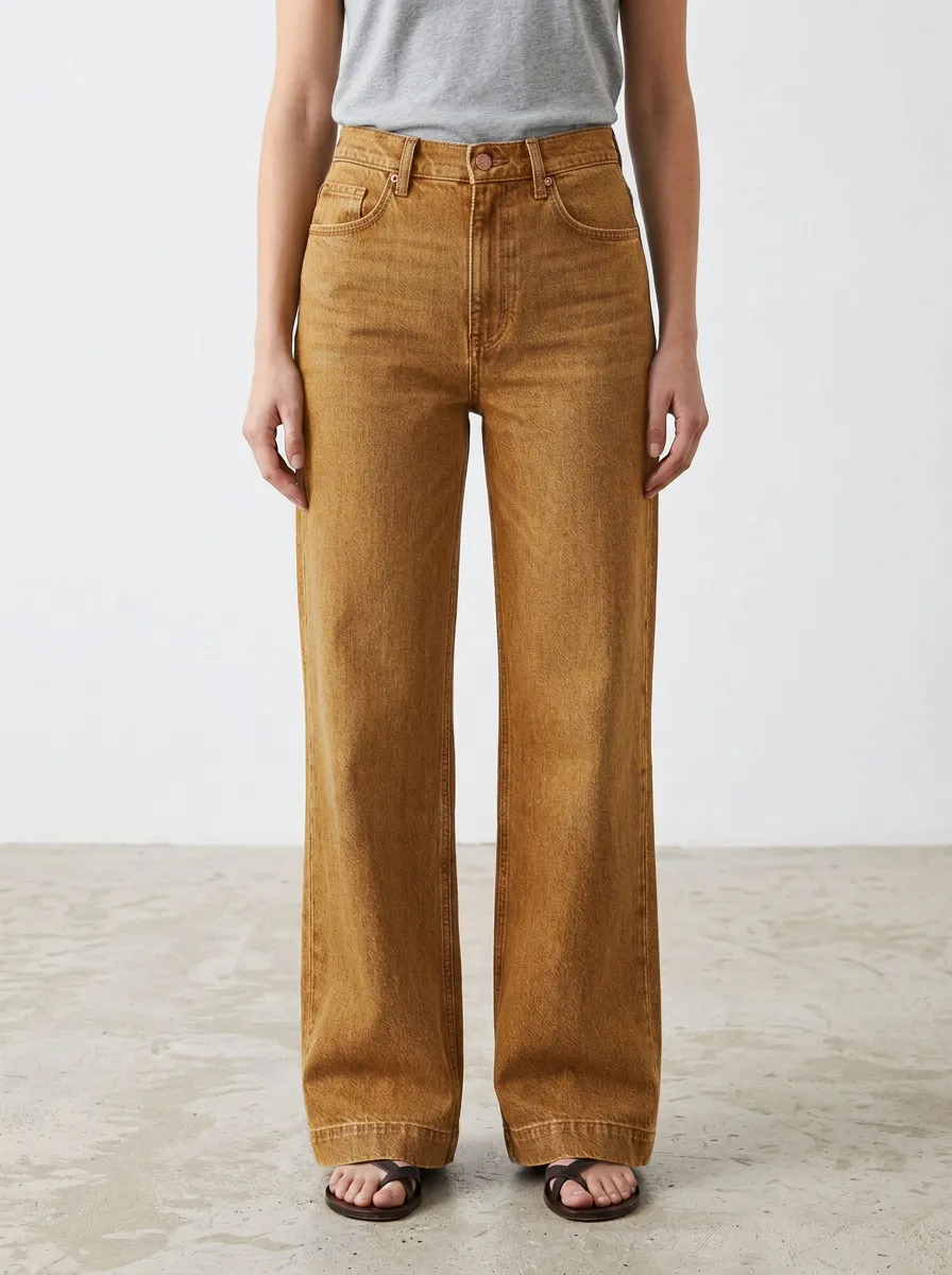 Women's High-Waisted Wide-Leg Denim High-Rise Waist Standard Waistband Jeans