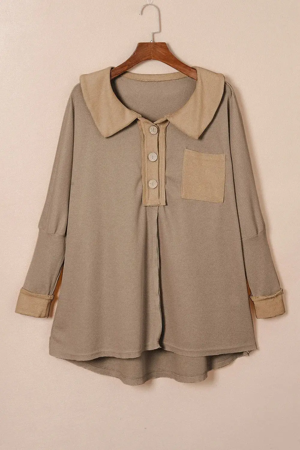 Knit Waffle Button Front Sweater Dress