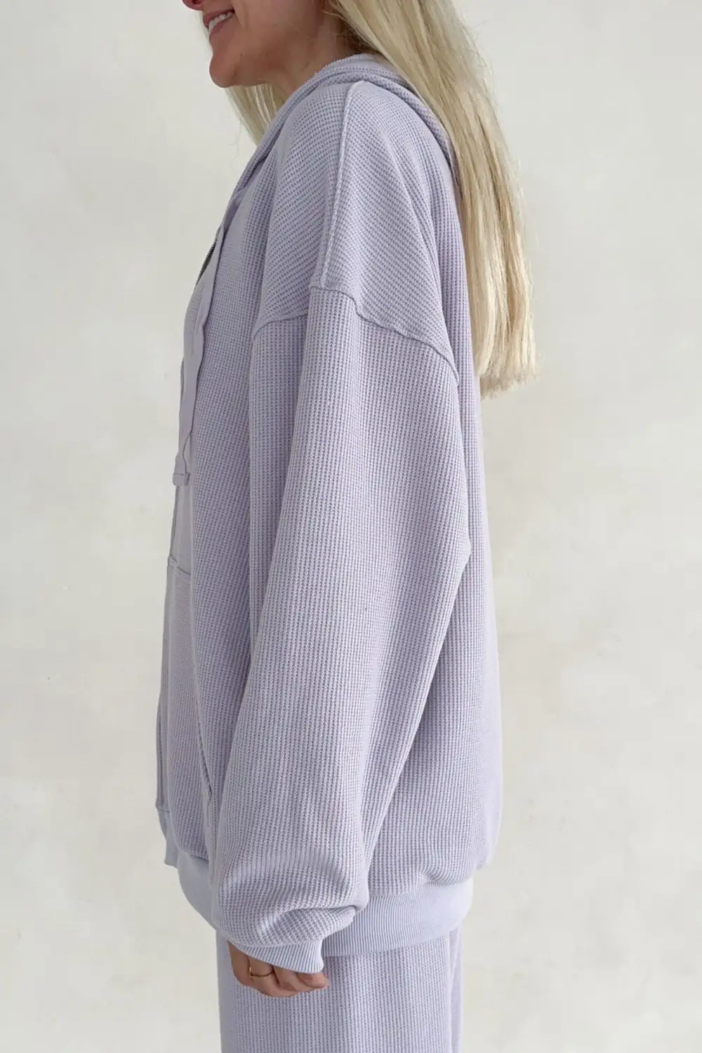 Smooth Waffle Knit Hoodie