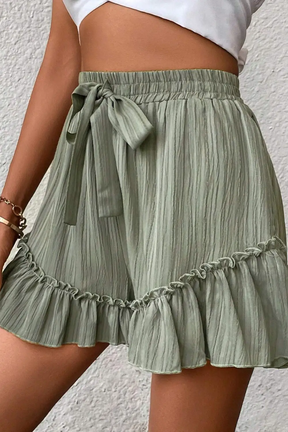 Ruffle Trim High Waist Casual Shorts