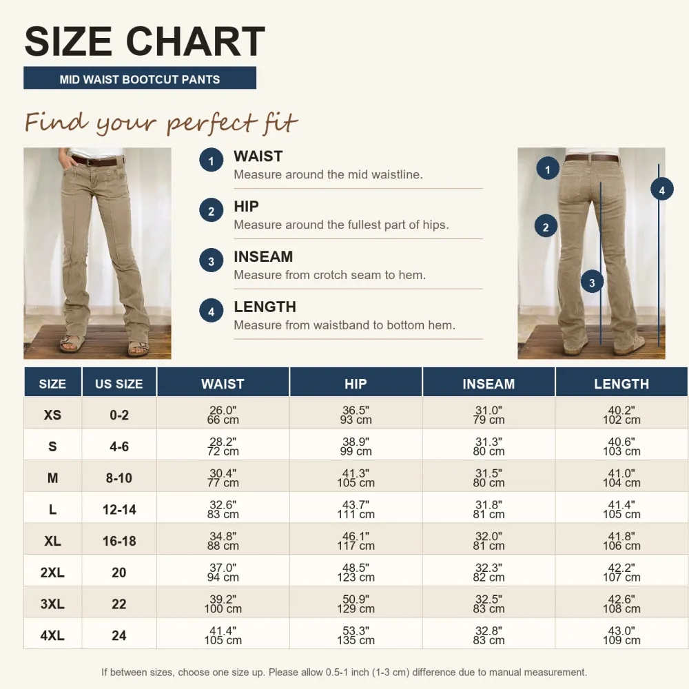 Women's Stitch Detail Mid Waist Bootcut Pants